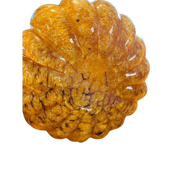 Handcrafted Glass Pumpkin Decor Autumn Harvest Carmel Home Accent Brown 5 1/2" - Picture 5 of 8